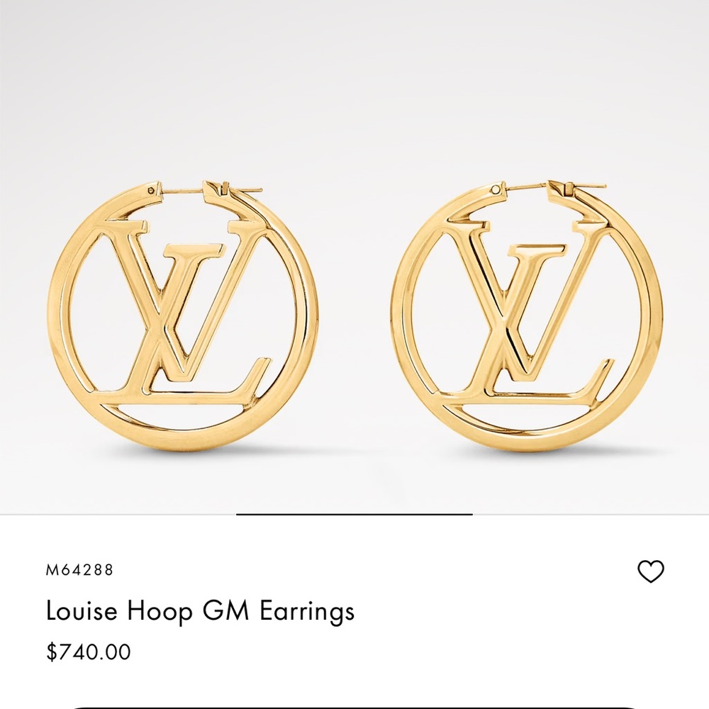 Louis Vuitton Gold Logo Hoop Earrings